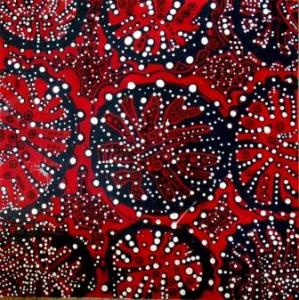 Aleut Sand Dollars 24"x24" Acrylic, Marker and Fabric Paint 2015 Janice Rafael 