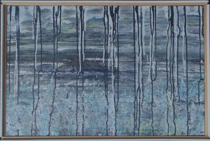 Grey Spray 30x20 inches, Acrylic Paper on Canvas Framed, 2015, Janice Rafael