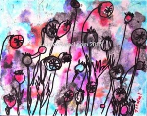 Poppy Power Acrylic on canvas 10x8 inches ©JaniceRafael.com 2015