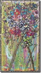 Bloomsberry 15"x17" Acrylic & Mixed Media on Paper 2015 ©Janice Rafael (donated to 2015 Papergirl Vancouver)